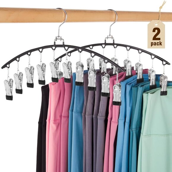 Legging Organizer for Closet, Metal Yoga Pants Hanger 2 Pack w/10 Clips Holds 20 - Picture 1 of 9